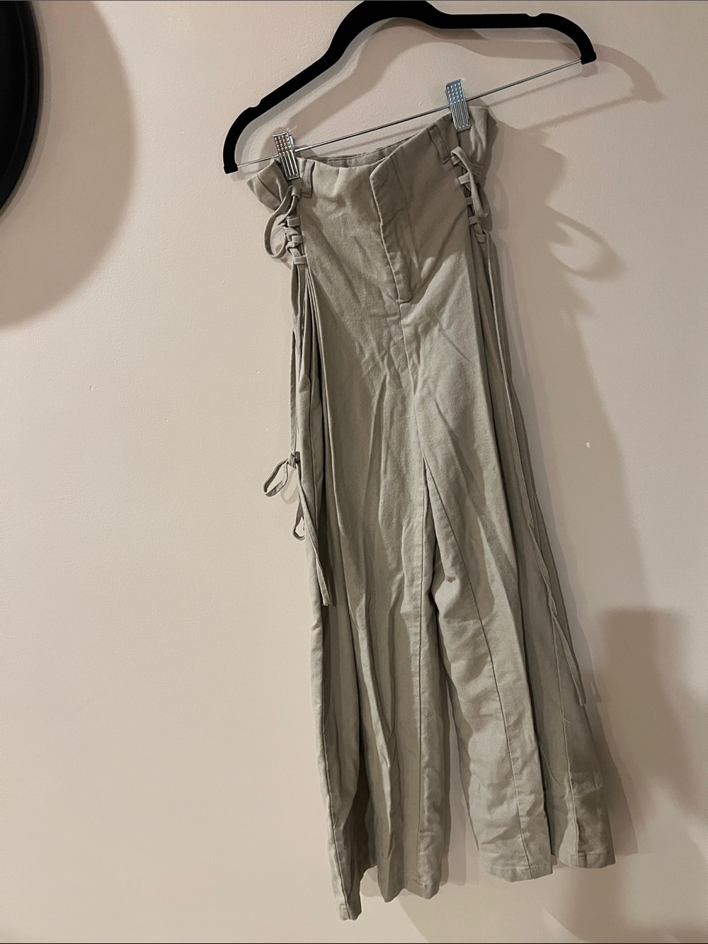 SHEIN Light Olive A-Line Maxi Skirt with Side Tie Details